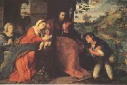 Palma Vecchio The Adoration of the Shepherds with a Donor (mk05) oil painting reproduction